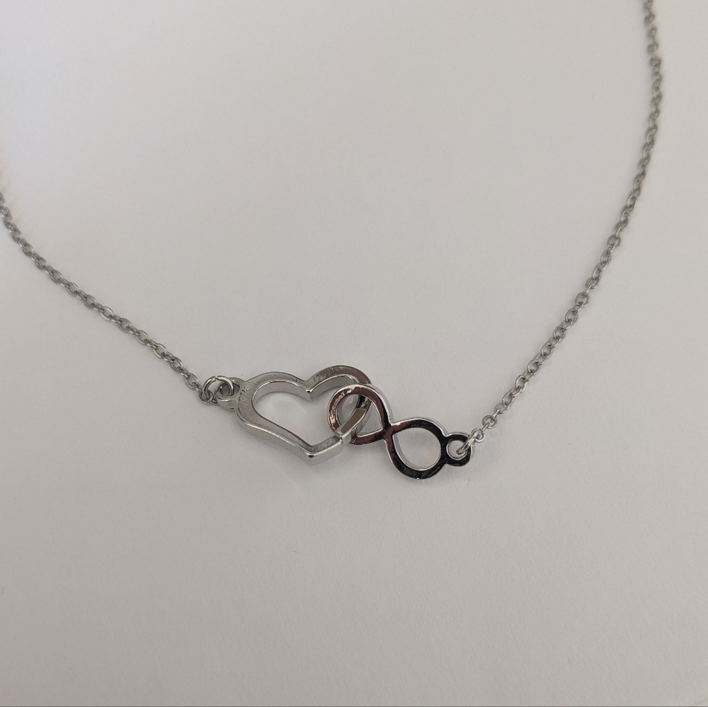 Silver Heart and Infinity Necklace